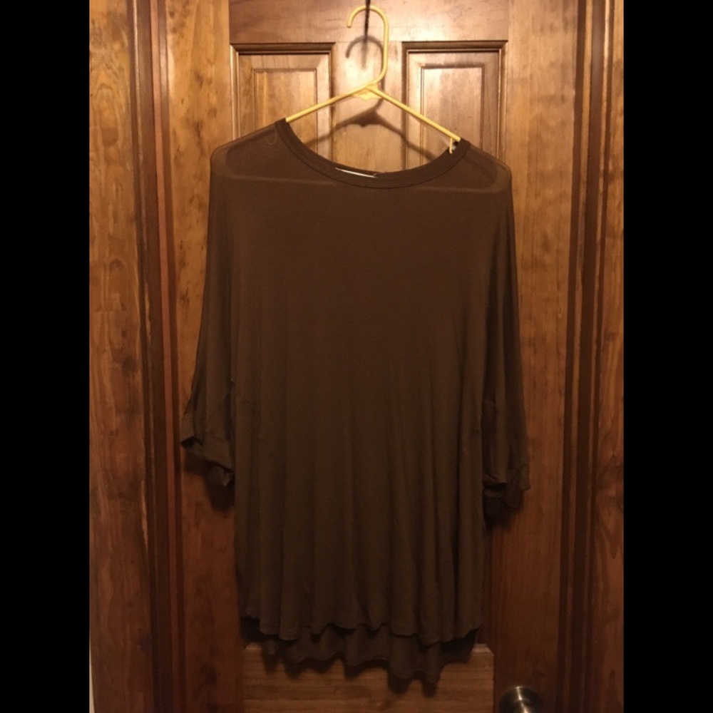 Brown Oversized Tunic Shirt by Color Me Red Medium
